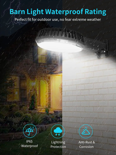 Led Barn Light Dusk To Dawn Outdoor Lighting 150W 18000 Lm 5000K Daylight IP65 Waterproof Flood Light For Barns Yard Garage Warehouse Outdoor Security Lights 2 Pack