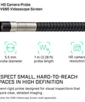 HD Camera Probe For VS80 Videoscope 5.5mm 1m Long High Definition Imaging with 90° FOV and IP67 Waterproof Design