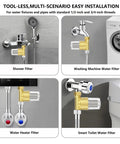 Installation of High Flow 40 Micron Brass Sediment Filter for home and RV using shower, washer, heater, and toilet.