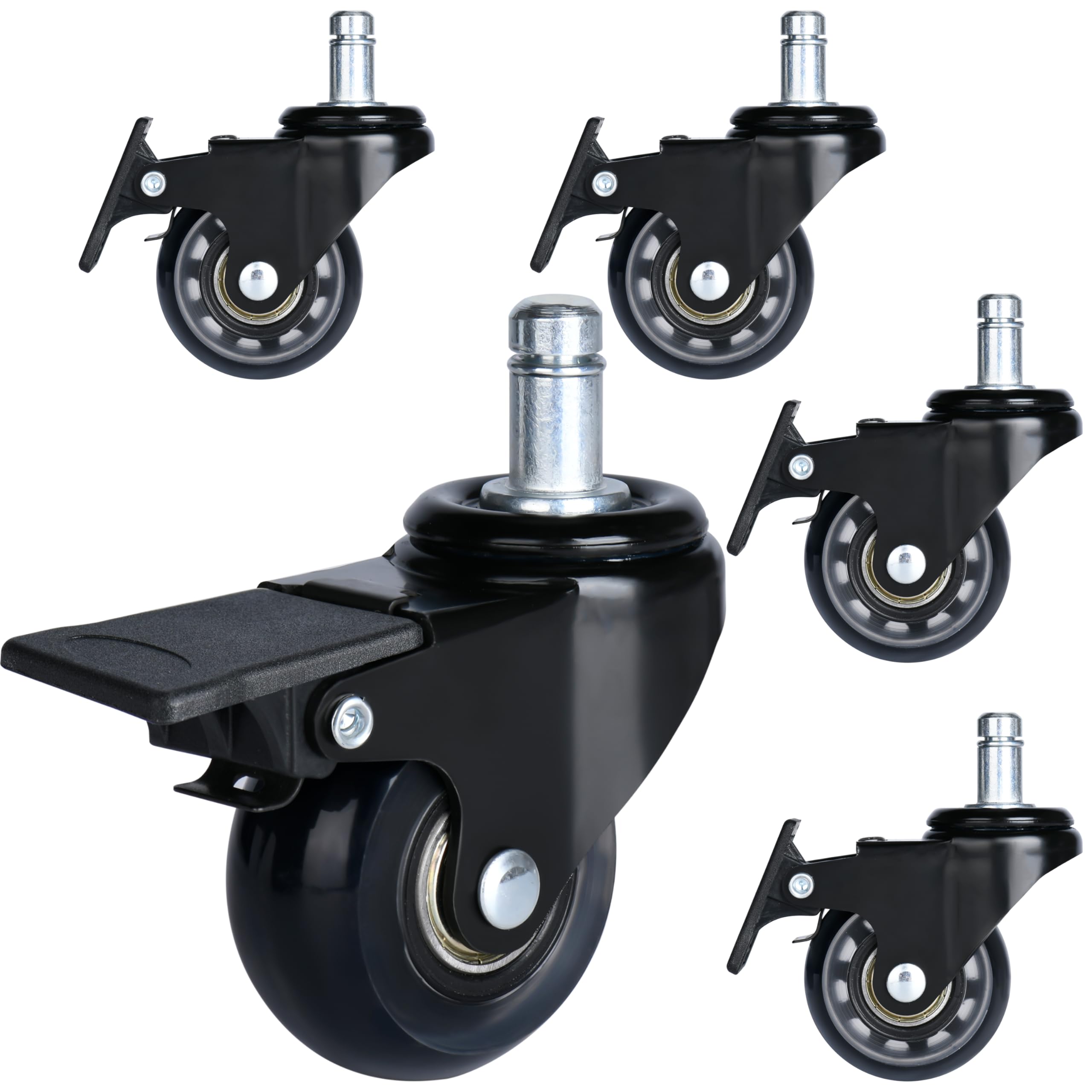 Heavy Duty Office Chair Casters 5-Pack with Lock