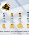 Premium 104 Piece Brake Line Fitting Kit Covers 3/16 And Quarter Inch Tubing With Corrosion Resistant Brass Nuts Unions And Tees For Quick Car Fixes brass fittings assortment