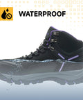 Waterproof Steel Toe Work Boots For Women With Wide Width, Non Slip And Lightweight Design, durable construction, side view.