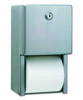Stainless Steel 2 Roll Bath Tissue Dispenser For Public Restrooms Satin Finish 6.5 X 6.5 X 11.5 In Theft-Resistant Spindles