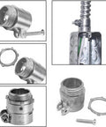 20 Pack Squeeze Connector Conduit Fittings Half Inch Flexible Metal Conduit Set shown with zinc alloy components and lock nut.