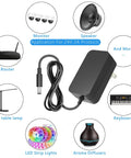 AC To DC 24V Power Supply Adapter For LED Strip Lights Surveillance Cameras CCTV External Hard Drives Monitors And More with four foot DC cord.
