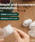 Person holding filter from Water Filter Replacement Starter Kit For 2.0 And K Duo Coffee Makers With Short Filter Holder And 3 Pack Cartridges