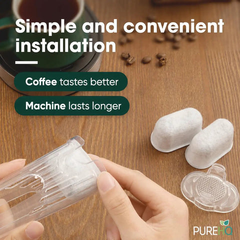Person holding filter from Water Filter Replacement Starter Kit For 2.0 And K Duo Coffee Makers With Short Filter Holder And 3 Pack Cartridges