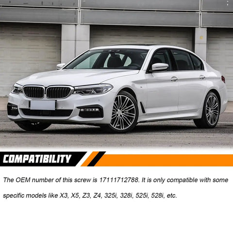 Solid Gear Car Radiator Coolant Expansion Tank Bleeder Screw With Tough Rubber O Ring Seal And Heat Resistant Copper Build For Hassle Free BMW X3 X5 325i Engine Cooling Fix Up displayed on BMW car with highlighted compatibility.