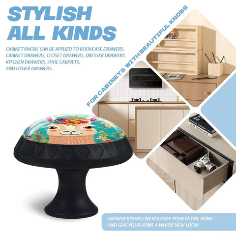 Crystal Alpaca Floral Mushroom Cabinet Knobs Glass Drawer Pulls For Dope Home Decor Dressers Kitchens And Bathrooms