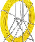 Pro Grade Fiberglass Fish Tape 6mm By 656ft For Duct Rodder Pulling Wire And Cable Includes Cage And Wheel Stand Durable Steel Reel Stand