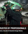 Worker wearing Beefed Up Heavy Duty Leather Welding Jacket For High Amperage And Out Of Position Work With Full Leather Front And Sides