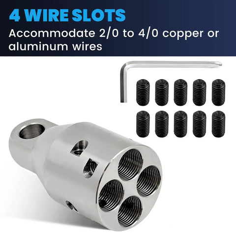 Heavy Duty 4000 Lbs Max Pull Wire Rope Puller Attachment Head features 4 wire slots for 2/0 to 4/0 copper or aluminum wires.