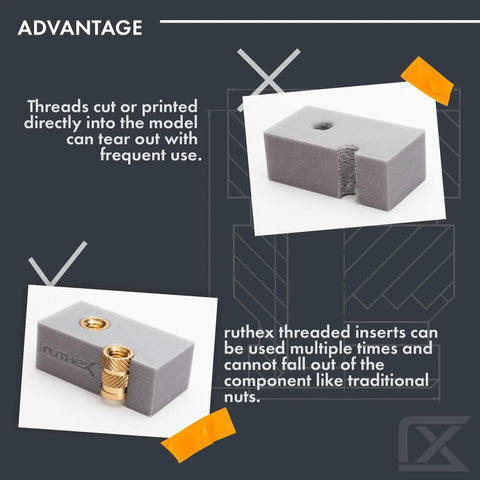 4-40 Threaded Inserts For Plastic Parts Brass Heat Set Knurled Inserts UNC For 3D Printing Components Pack Of 100 Pieces in printed block