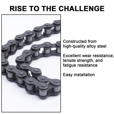 41 Gauge Roller Chain For Electric Gate Openers 20 Ft Gate Chain With Two Connecting Links Replacement Extension For Automatic Sliding Gate Opener And More, alloy steel construction, close-up view