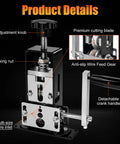 Badass Heavy Duty Wire Stripping Machine features adjustable knob, premium cutting blade, and anti-slip wire feed gear.