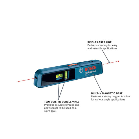 Line And Point Laser Level With 65 Ft Range, Two Bubble Vials, Batteries Included, And Versatile Mount For Easy Setup, Pro Grade