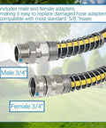 Solid Brass Five Eighths Inch Garden Hose Repair Kit With Spring Guard, installed male and female ends with anti-kink spring
