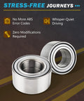 Front Wheel Bearing Replacement Kit For Toyota Prius Corolla Matrix MR2 Spyder Vibe And Celica Front Hub Bearing Set Fits 2000s To 2010s Models Direct Fit OE Quality Easy Install Get You Back On The Road, shown with two shiny bearing units on display