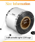 Clear Cup Sealing Film Set Two Rolls Fits Cup Sealing Machines 90 To 105 Mm Seals For 16oz PP Plastic Cups About 3200 Cups Per Roll Great For Bubble Milk Tea Coffee Juice Soda Shops, size information