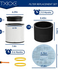 Replacement Filter Kit For 5 Gallon And Up Wet Dry Vacs Includes Dry Filter And Foam Sleeve Compatible With 90304 90350 90333 90585 And More Fits Multiple Vacuum Models For Quick Cleanups showing filter sizes and components