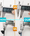 Digital calipers measuring thickness of products, showing our product's superior measurement.