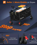 Heavy Duty Folding Wagon Cart Collapsible 220L Extra Large Beach Wagon With All Terrain Wheels 38 Inch Long