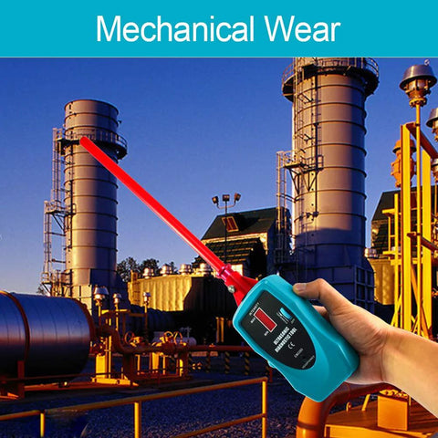 allsun ultrasonic leak detector with red probe in turquoise handheld kit, front view