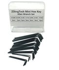 Mini Hex Key Set 21-Piece Imperial L Shape Allen Wrench Kit for precision fasteners, black oxide finish, various sizes displayed