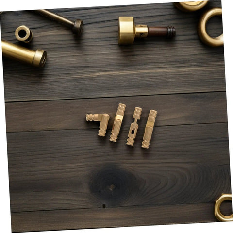Brass Concealed Cylinder Hinges Set 25 Pcs Mini Barrel Cabinet Hinges for Jewelry Boxes on wooden surface.