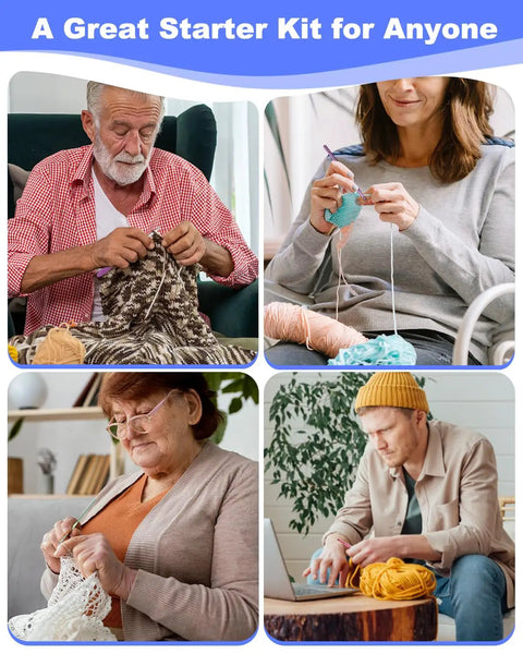 Adults and teens using Beginner Crochet Kit For Adults And Teens With 23 Crochet Tools And 655 Yards Of Yarn Includes Ergonomic Hooks Aluminum Needles Stitch Markers Tapestry Needles Scissors Pom Pom Maker Tape Measure Instruction Booklet And Tote