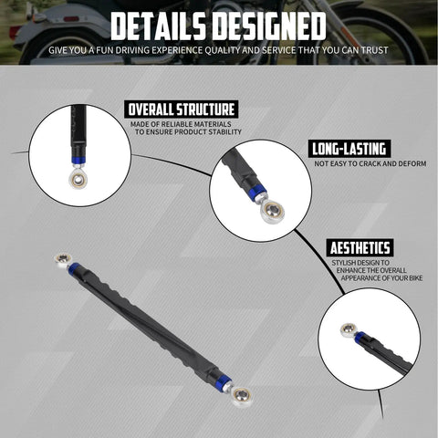 Shift Linkage Upgrade For Harley Softail Touring Trike 1986 Through 2025 Blue Aluminum 12.68 in linkage close-up
