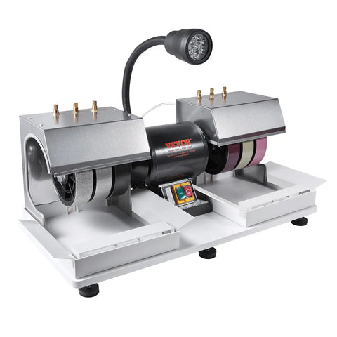 6 Inch Lapidary Cabbing Machine With 2 HP Motor, 1800 RPM Corded Rock Grinder Polisher With Built In Lamp And Water Pump