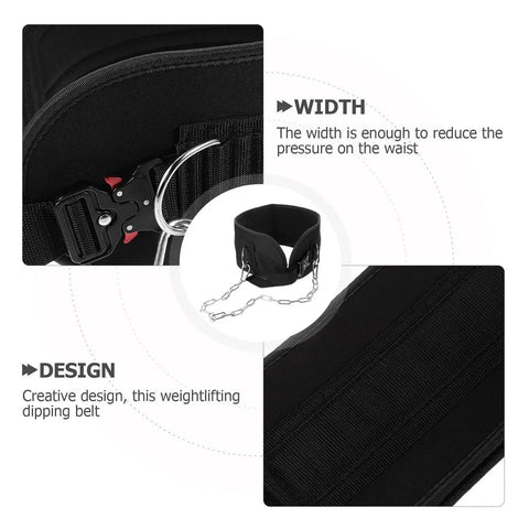 Heavy Duty Weightlifting Waist Belt With Thickened Metal Chain for max back support showing width and design details