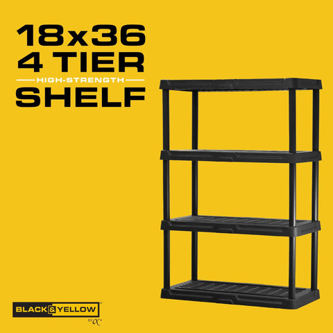 Gonna Save Your Wall Space Four Tier Heavy Duty Plastic Storage Shelves For Garage Laundry Room And Closets Rust Resistant Multi Level Rack That Cranks Up Storage Capacity In Black