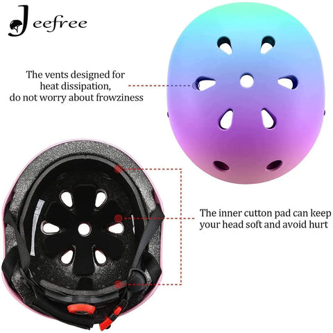 Top and interior view of Adjustable Color Gradient Kid Bike Helmet For Ages 2 To 14 Kid Friendly Multi Sport Safety Gear With Vents