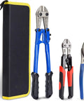 Industrial Heavy Duty Bolt Cutter Set 14 Inch And Mini 8 Inch High Leverage Cable Cutters With Case and Soft Handles