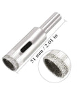 Pro Grade Diamond Drill Bit Set For Tile Glass Marble Granite And Fiberglass Core Hole Saw nickel plated shank 51mm size drill bit.