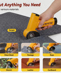 Heavy Duty Cordless Electric Scissors With 3 High Carbon Steel Blades For Cutting Cardboard Boxes Up To Quarter Inch Thick Leather And Carpet, used on carpet