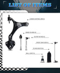 Diagram of 12 Piece Front Suspension And Steering Kit With Lower Control Arms And Ball Joints Sway Bar Links And Tie Rod Boots
