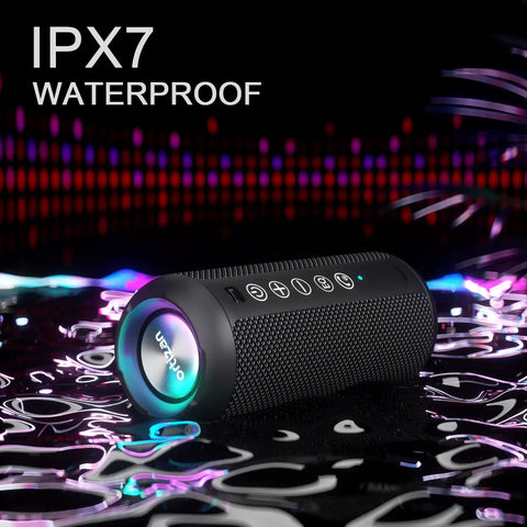 Rugged Portable Bluetooth Speaker With 24W Stereo Sound Deep Bass TWS Pairing IPX7 Waterproof 30 Hours Playtime
