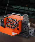 Heavy Duty Drill Bit Sharpener For Professionals And DIY Heroes, showing 18 collets and adjustable components for precision grinding.