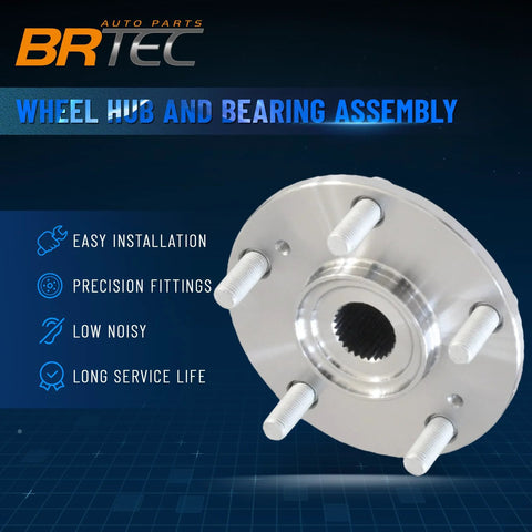 Front Wheel Hub and Bearing Assembly 44600S87A00 for Honda Accord 1998-2002, CR-V 2002-2006 in silver with bolt-on design