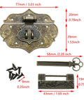 Vintage Flower And Bird Padlock Kit With Toggle Latch Hasp for Cabinets and Toolbox, decorative zinc alloy lock system with key.