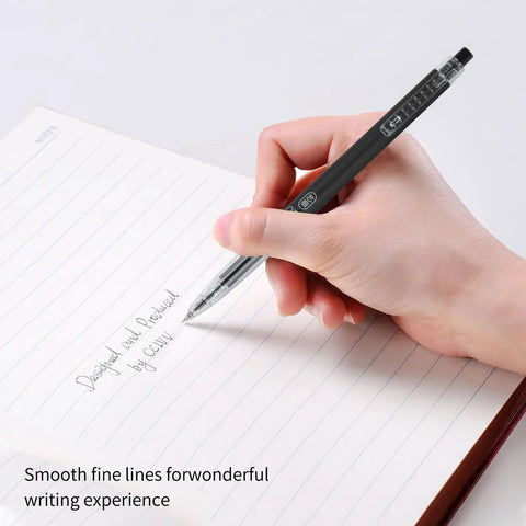 Extra Fine 0.28mm Gel Pens Black Ink Go To School Office Set With Transparent Tube Case Six Pack Smooth Writing Ball Point Pens For Notes