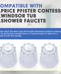 Replacement Bath And Shower Handle Set For Price Pfister Contessa And Windsor Faucets 12 Spline 12 Point Broach Hot Cold Diverter