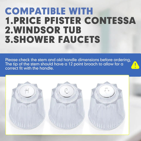 Replacement Bath And Shower Handle Set For Price Pfister Contessa And Windsor Faucets 12 Spline 12 Point Broach Hot Cold Diverter