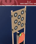Heavy Duty AR500 Steel Hostage Target Stand System, Twelve By Twenty Inch Target with extendable paper targets and hanger.