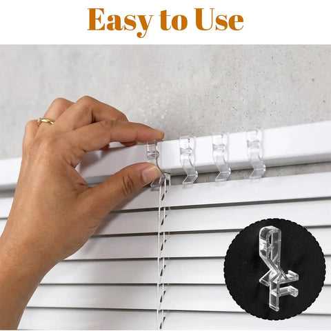 Twenty Four Piece Set Of Clear Flexible Plastic Valance Clips For Faux Wood Blinds And Hidden Groove Channels installation demonstration