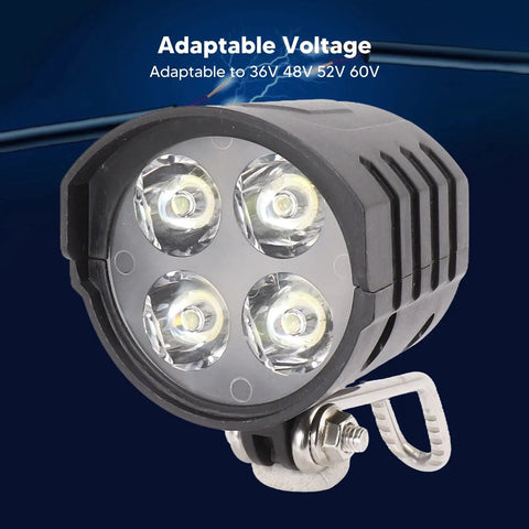 Ebike Headlight With Built In Horn 12W High Brightness LED Light For A Lit Night Ride 4 LED Beads One Point Five Meters Cable Universal 36V 48V 52V 60V Compatibility Safe Road Glow For Dark Streets And Late Night Commuting