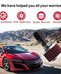 18mm Fuel Cell Breather Vent With 10AN Female Fitting And Air Filter Rebuild Kit displayed beside a red car on desert road.